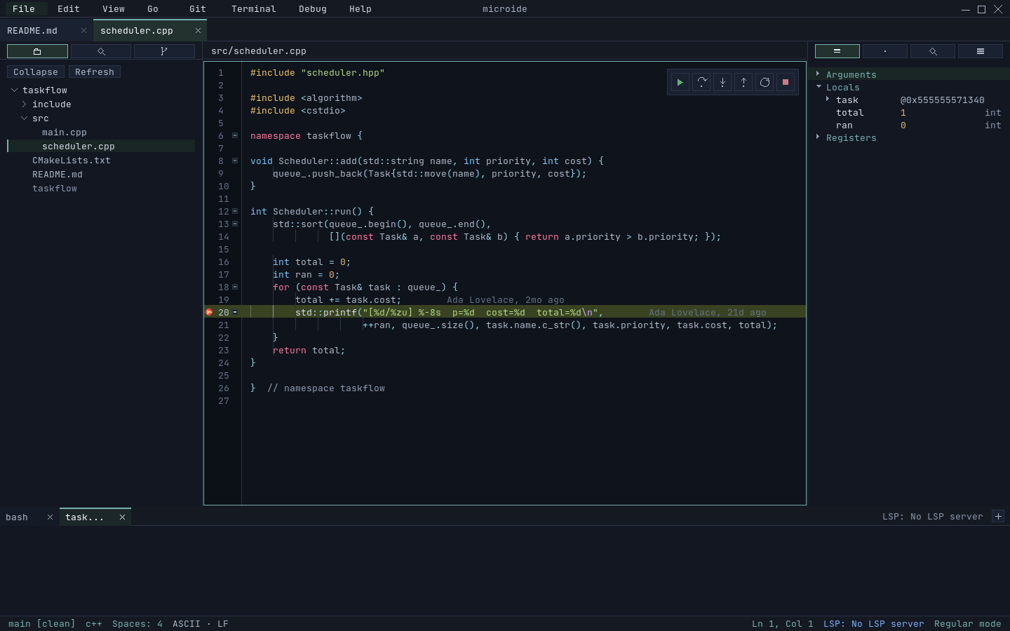 Debugger paused on a breakpoint with the variables pane open